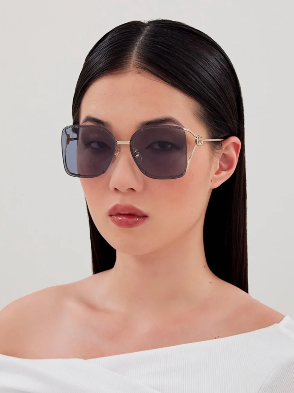 Gucci GG1436S Lasered GG Pattern Monogram Shield Sunglasses